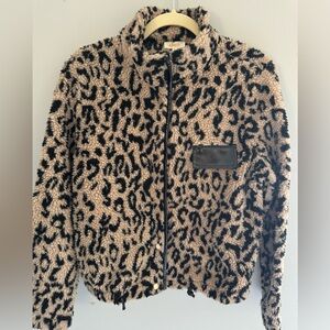 Black and Tan Cheetah Sherpa Jacket